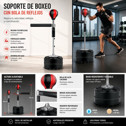 Soporte de boxeo con bola de reflejos